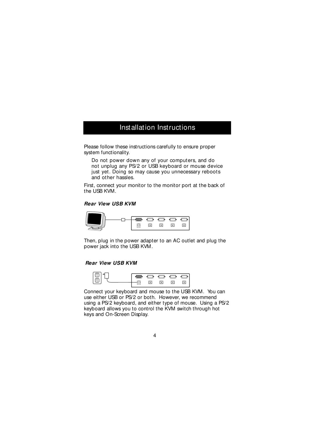 Belkin F1D104-USB manual Installation Instructions 