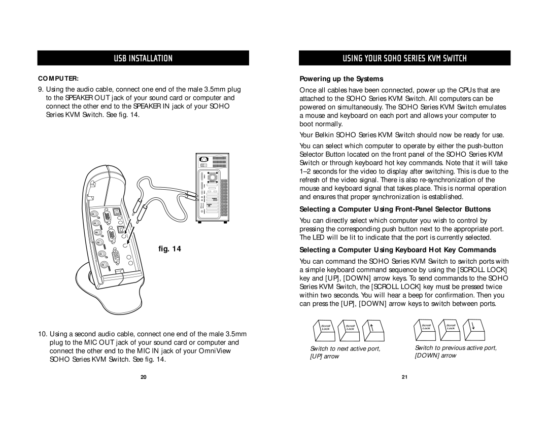 Belkin F1D5102P, F1DS104T, F1DS102T, F1DS104P user manual Using Your Soho Series KVM Switch, Powering up the Systems 