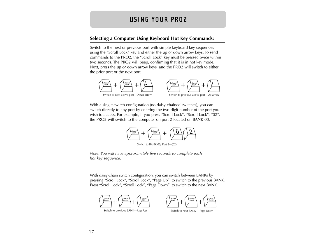 Belkin F1DA104T user manual + +, Selecting a Computer Using Keyboard Hot Key Commands 