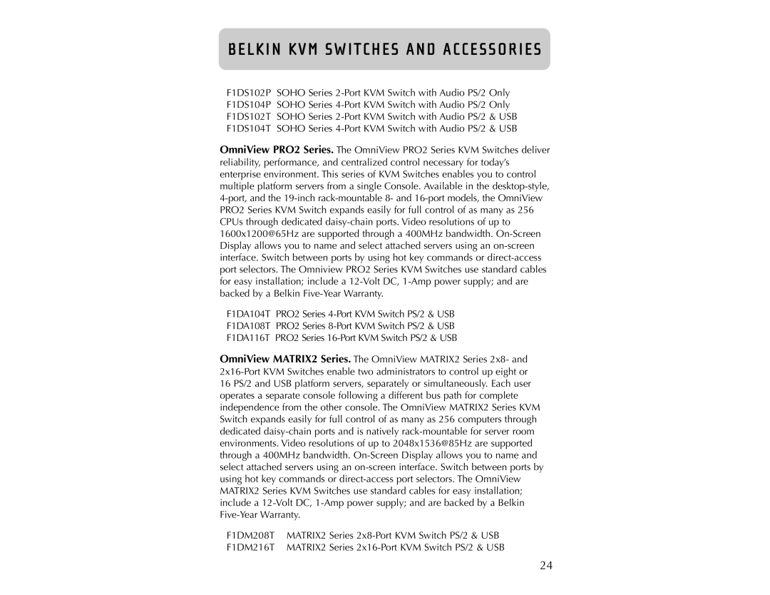 Belkin F1DA104T user manual MATRIX2 