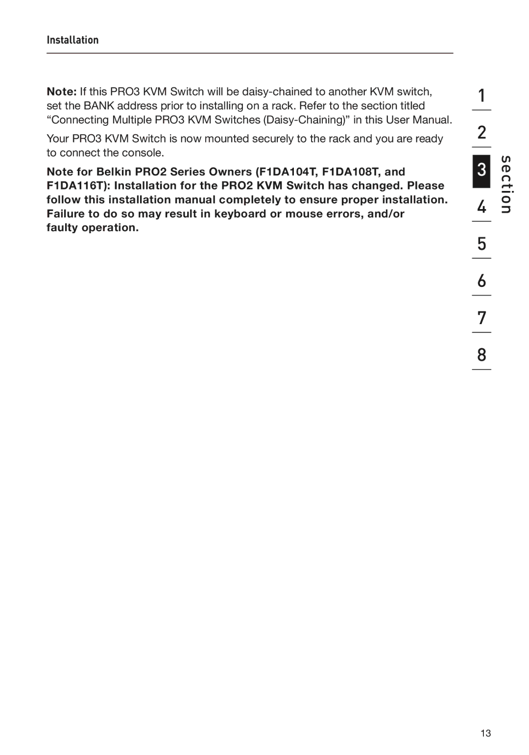 Belkin F1DA104Z, F1DA108Z, F1DA116Z user manual Section 