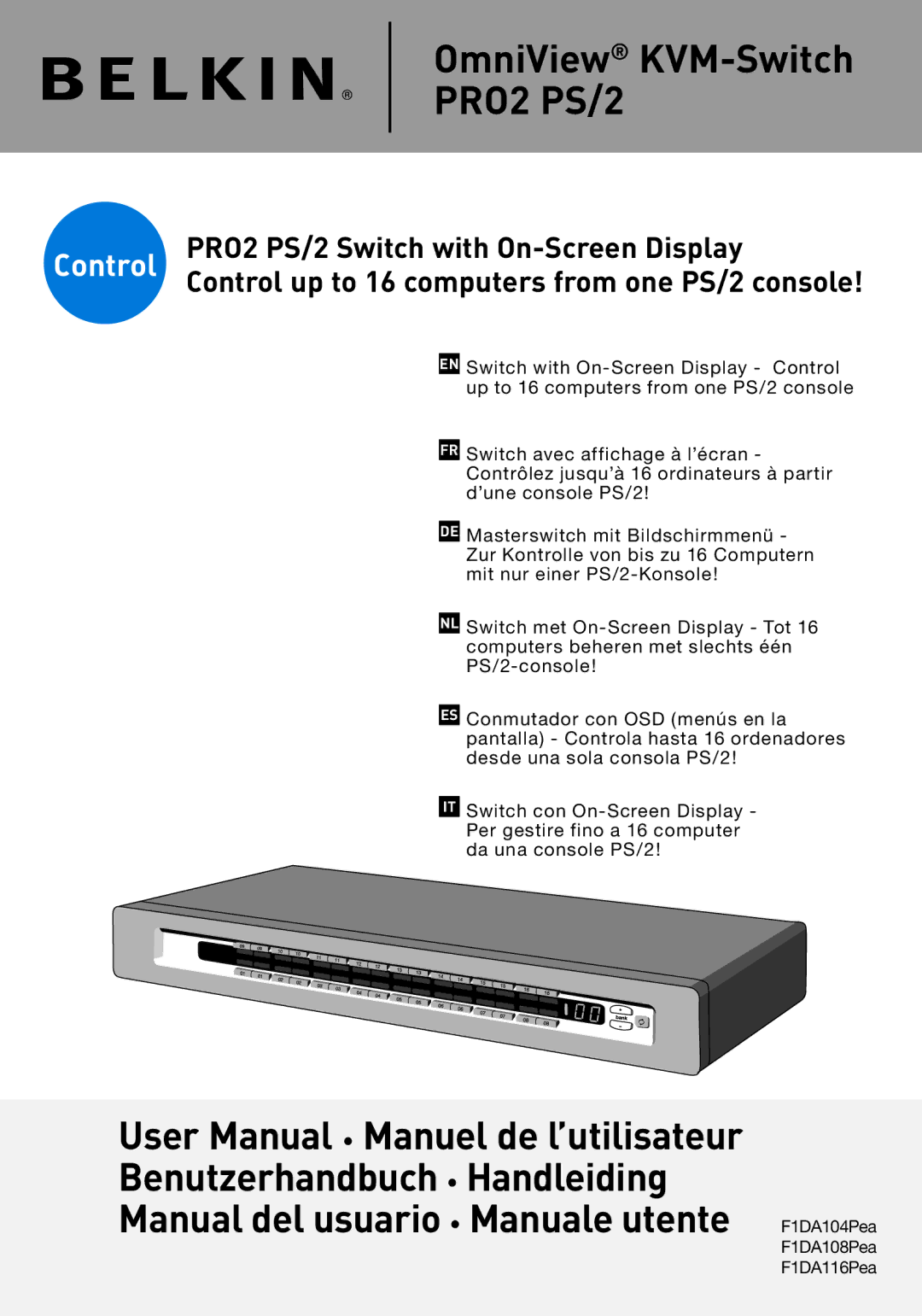 Belkin F1DA108PEA, F1DA116PEA, F1DA104PEA user manual PRO2 PS/2 