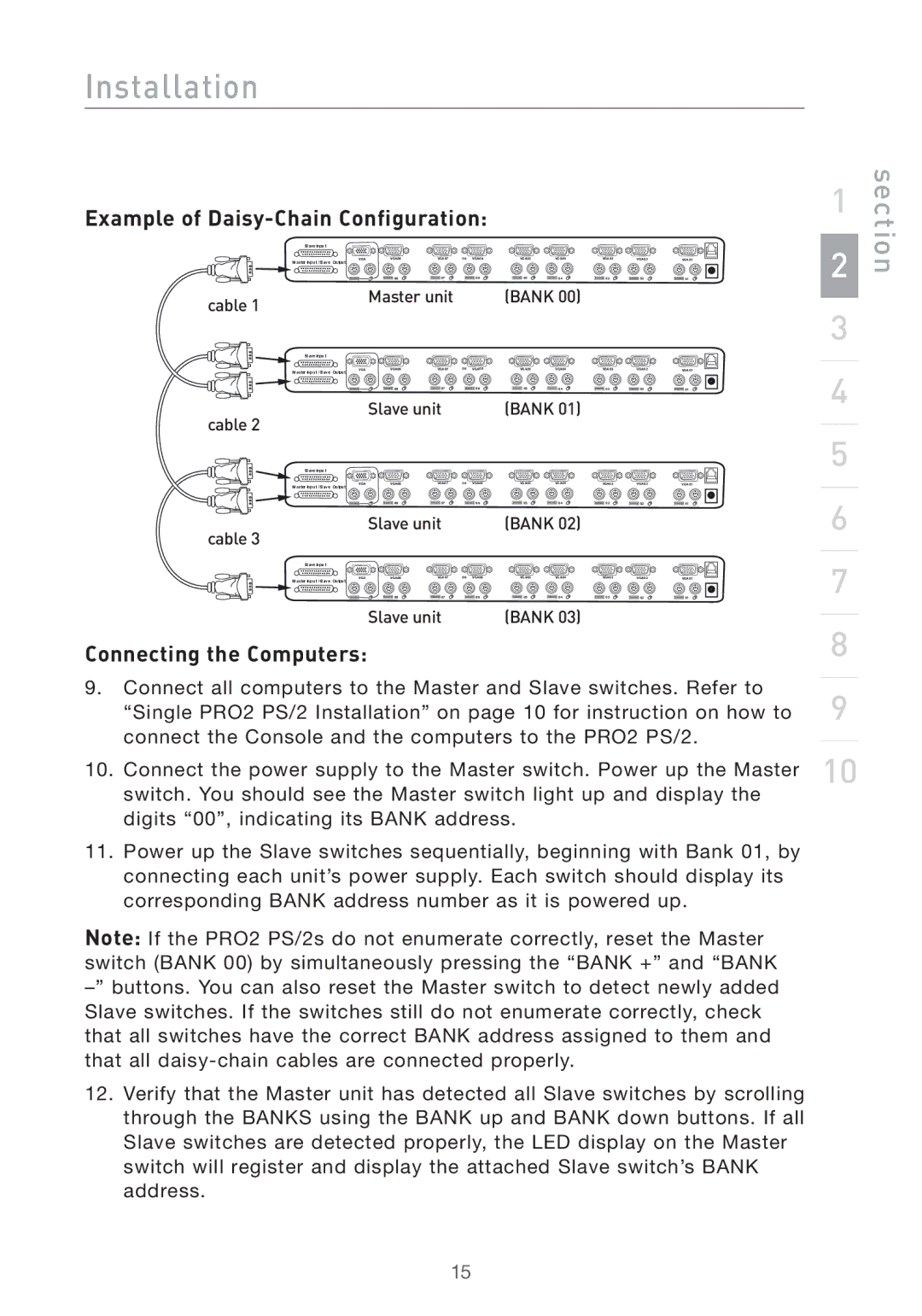 Belkin F1DA104PEA, F1DA116PEA, F1DA108PEA user manual Example of Daisy-Chain Configuration, Connecting the Computers 