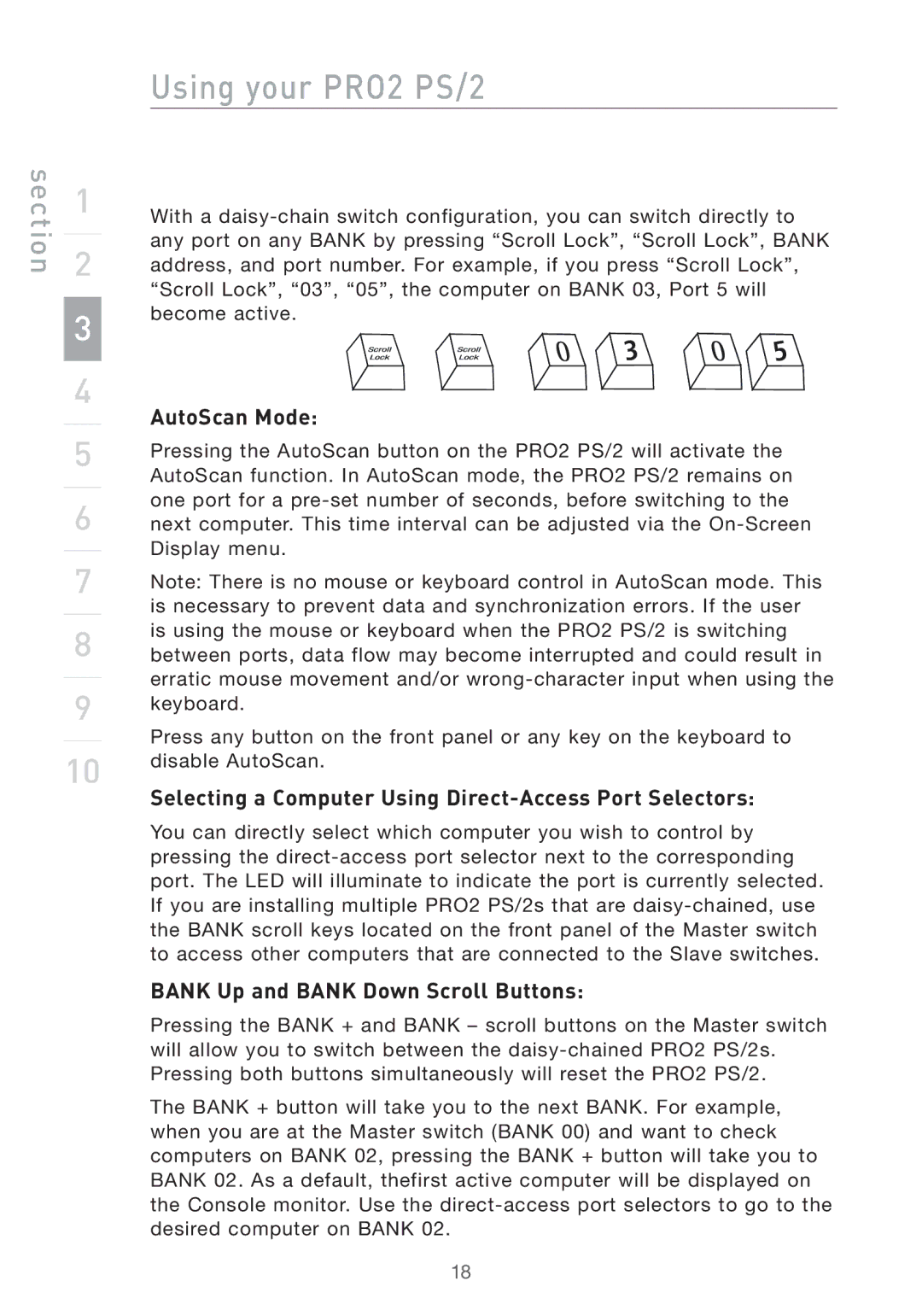 Belkin F1DA104PEA, F1DA116PEA, F1DA108PEA user manual AutoScan Mode, Selecting a Computer Using Direct-Access Port Selectors 