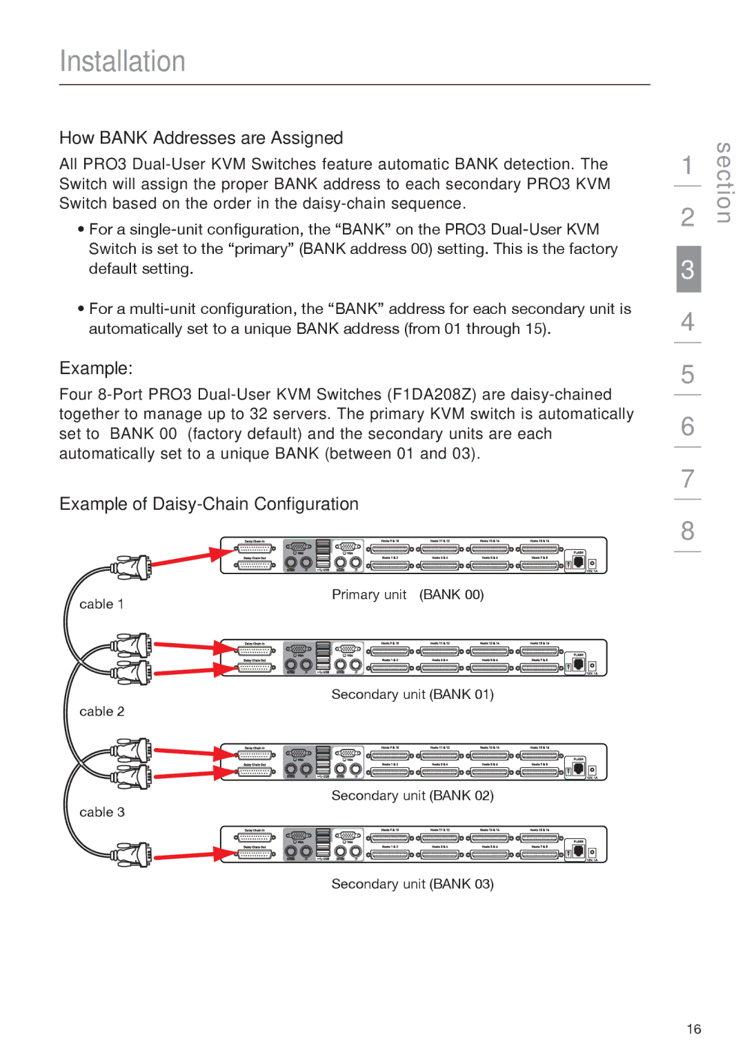 Belkin F1DA208Z manual How Bank Addresses are Assigned, Example of Daisy-Chain Configuration 