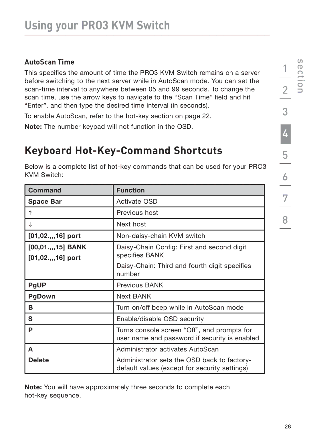 Belkin F1DA208Z manual Keyboard Hot-Key-Command Shortcuts, AutoScan Time 