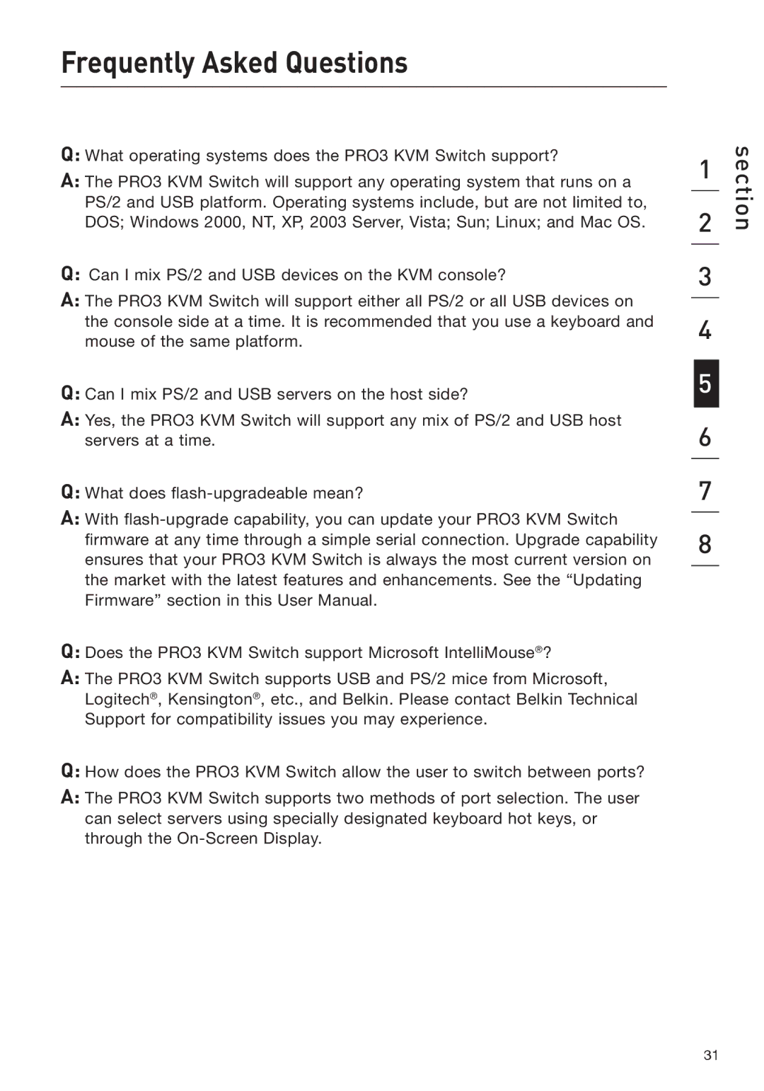 Belkin F1DA208Z manual Frequently Asked Questions 