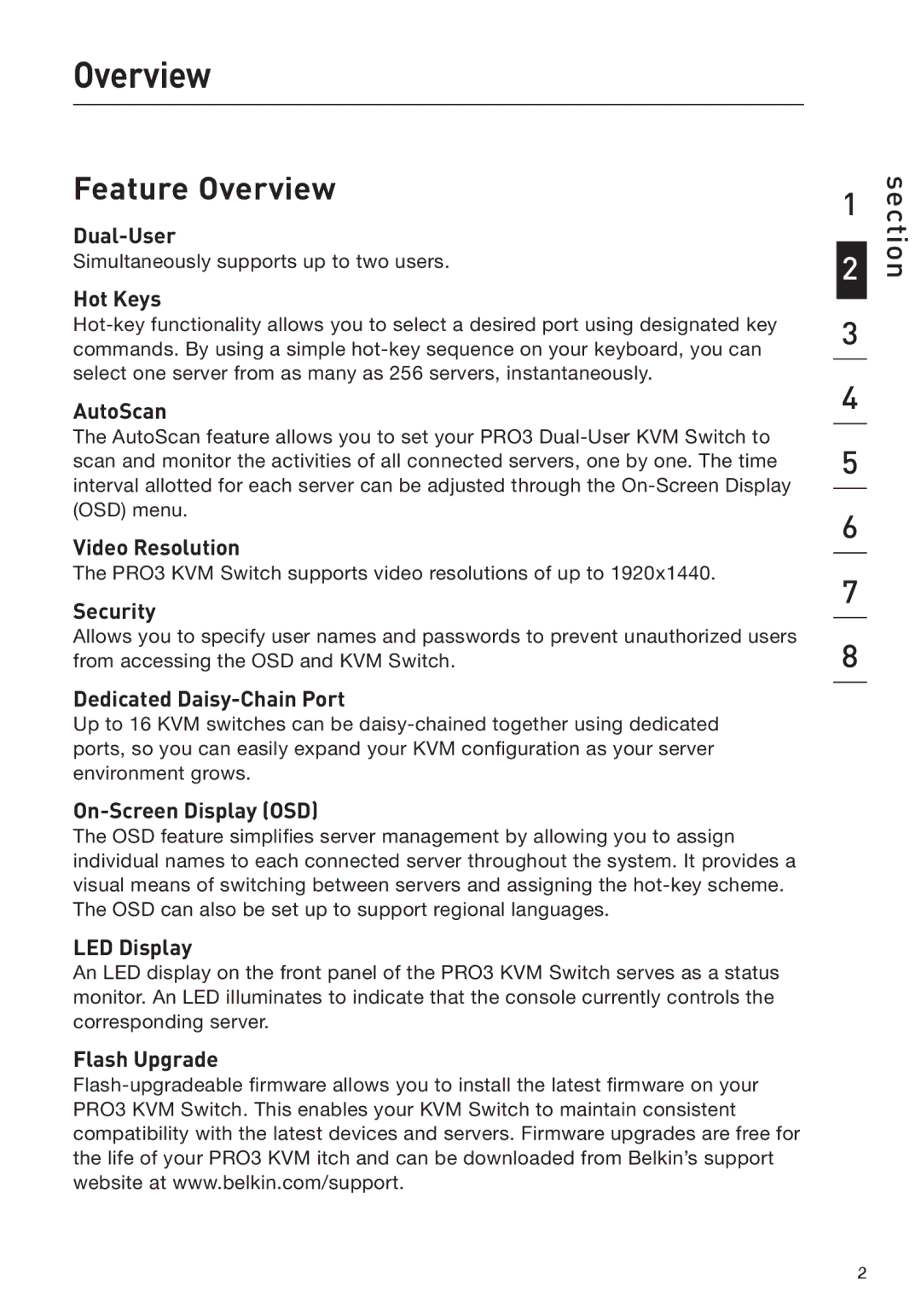 Belkin F1DA208Z manual Feature Overview 