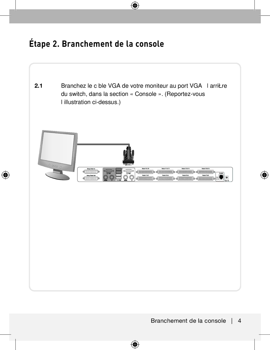 Belkin F1DA208ZEA, F1DA216ZEA manual Étape 2. Branchement de la console 