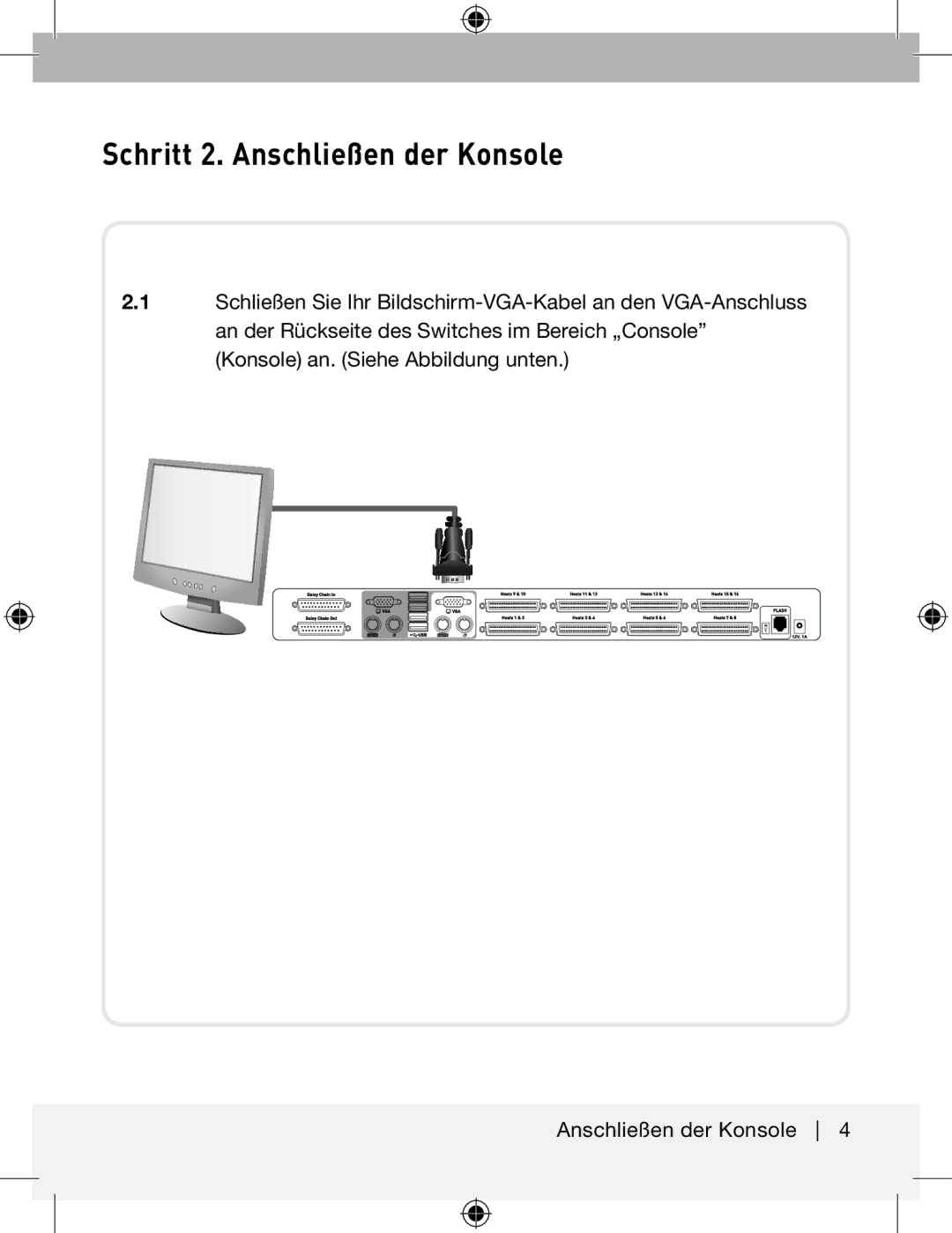 Belkin F1DA208ZEA, F1DA216ZEA manual Schritt 2. Anschließen der Konsole 