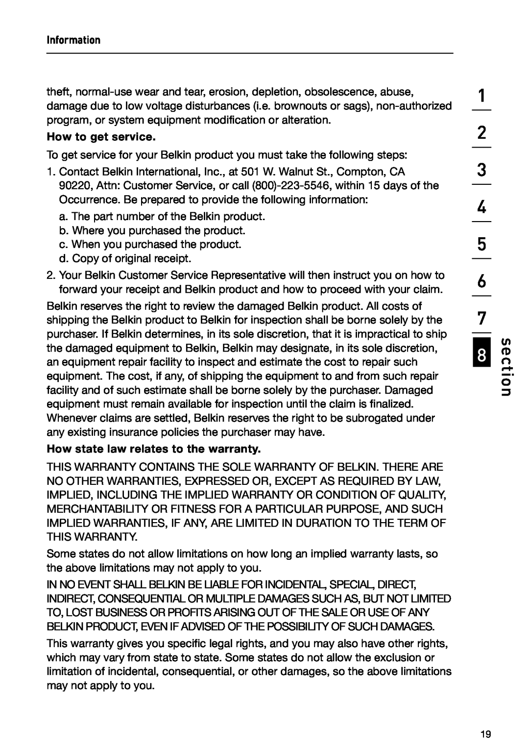 Belkin F1DB102P2 user manual section, a. The part number of the Belkin product 