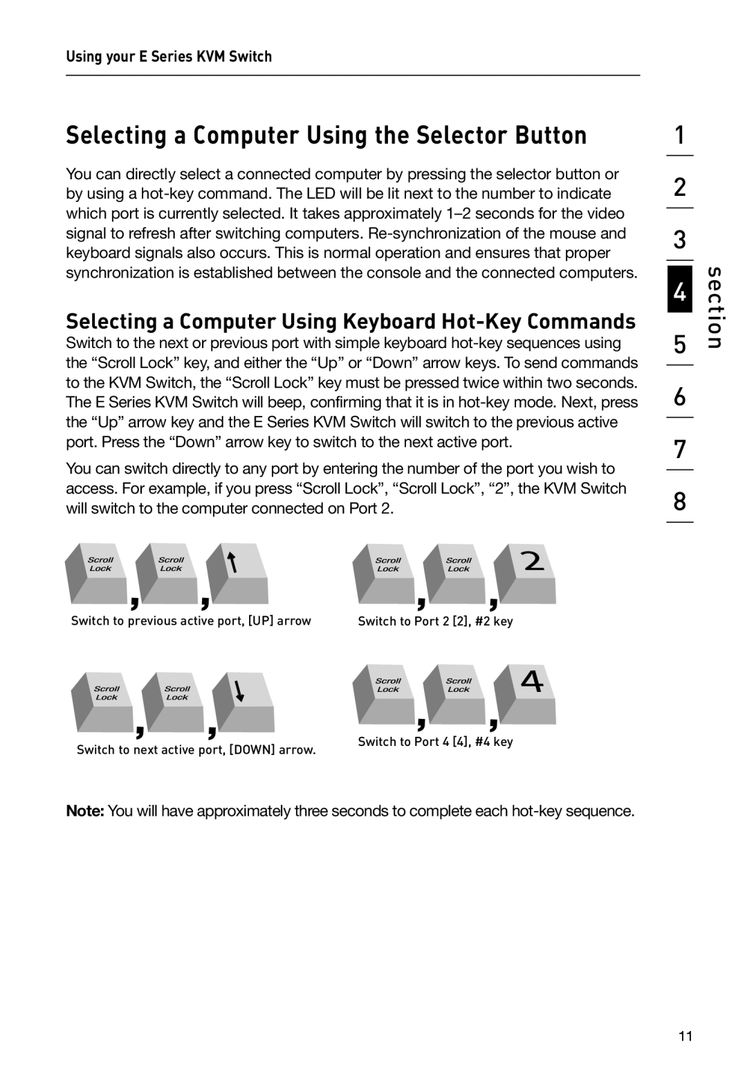 Belkin F1DB102P2 user manual Selecting a Computer Using the Selector Button, Using your E Series KVM Switch 