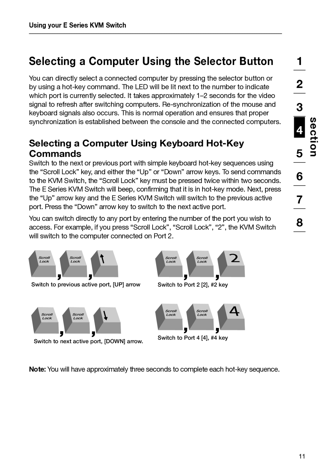 Belkin F1DB102P2-B Selecting a Computer Using the Selector Button, Selecting a Computer Using Keyboard Hot-Key Commands 