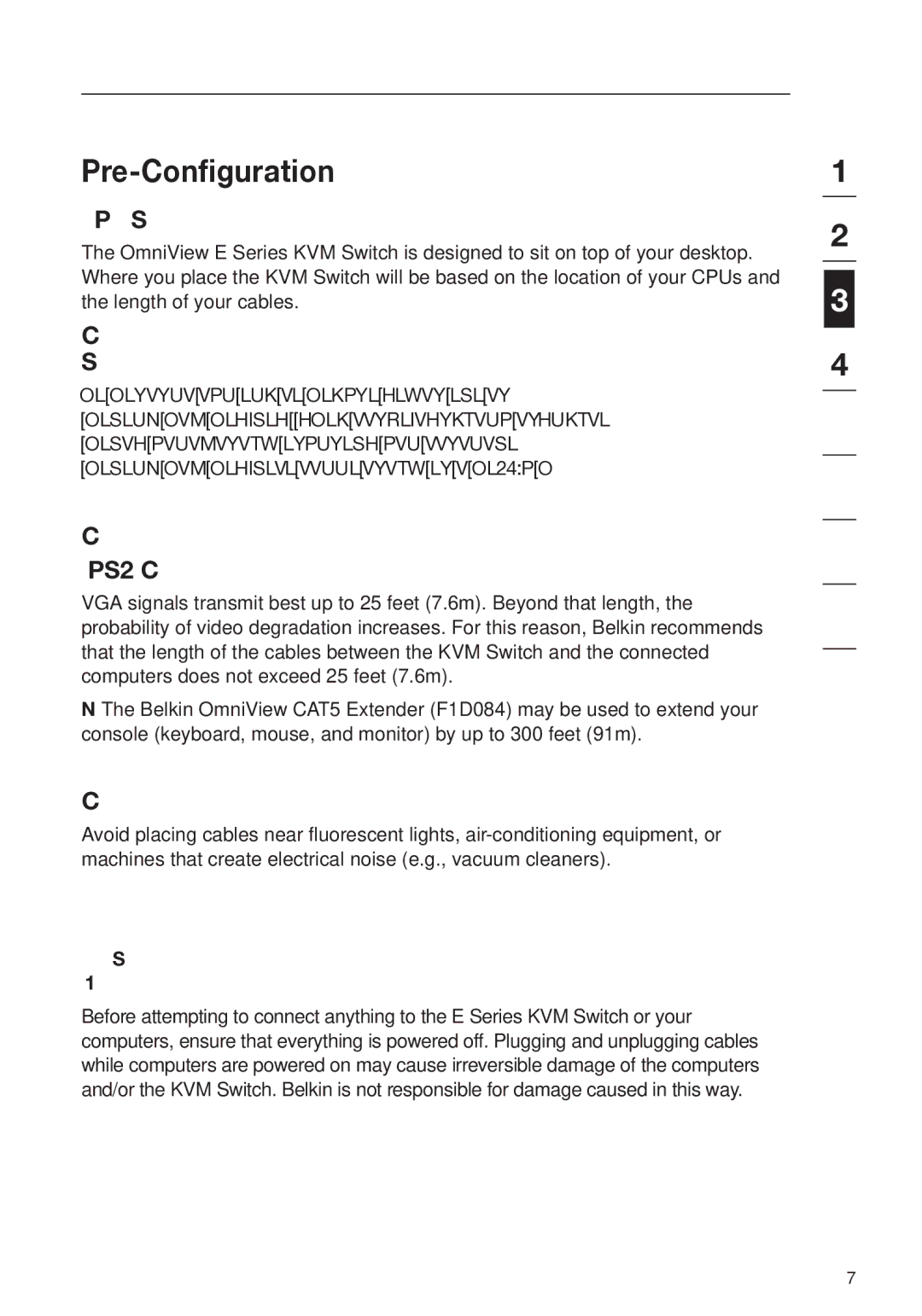 Belkin F1DB104P2 Pre-Configuration, Where to Place the KVM Switch, Cable-Distance Requirements For PS/2 Computers 