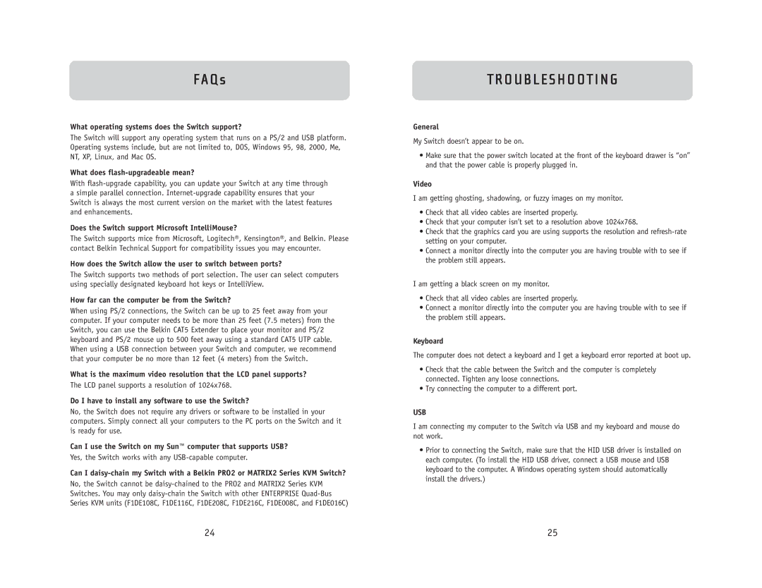 Belkin F1DC108B user manual Troubleshooting 