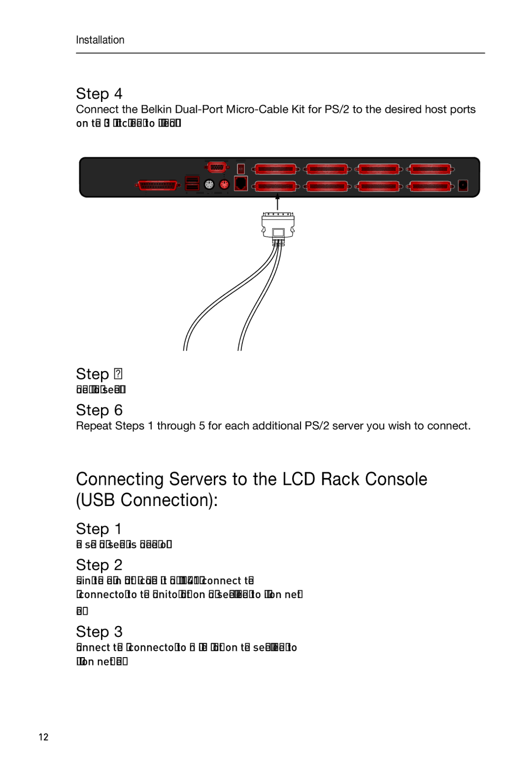 Belkin F1DC116B-DR, F1DC108B-DR user manual Connecting Servers to the LCD Rack Console USB Connection 