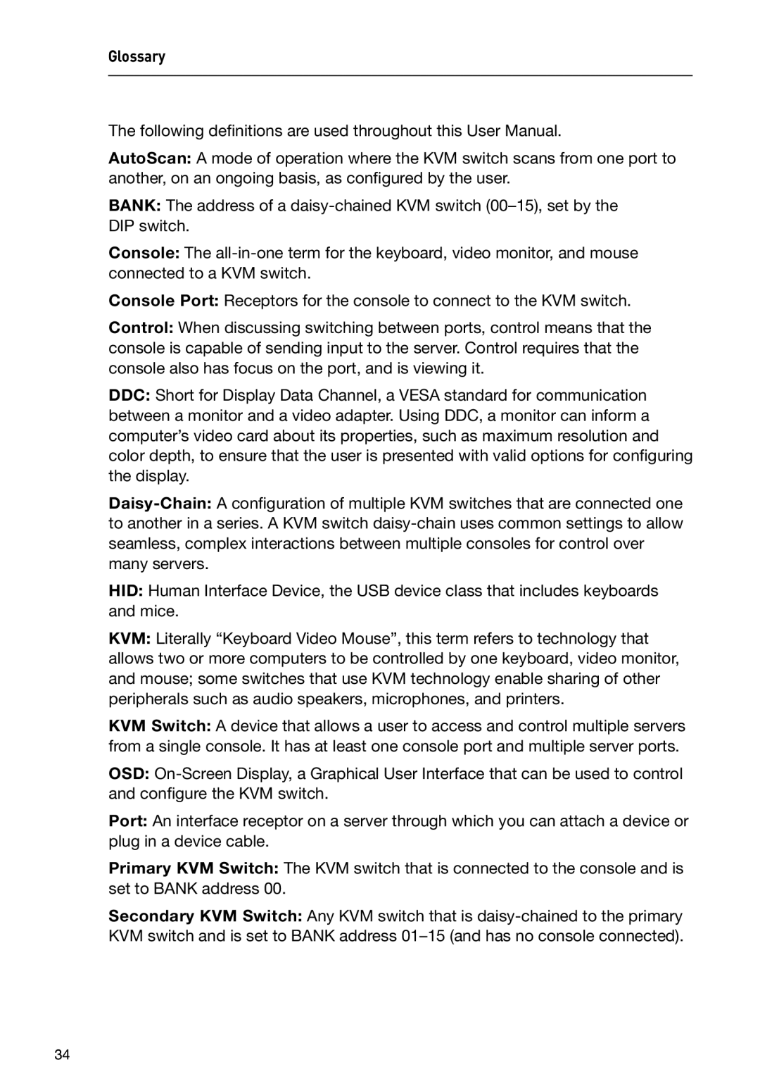 Belkin F1DC116B-DR, F1DC108B-DR user manual Glossary 