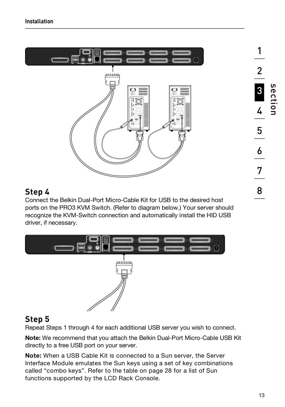 Belkin F1DC108BxxSR, F1DC116BxxSR user manual Section 