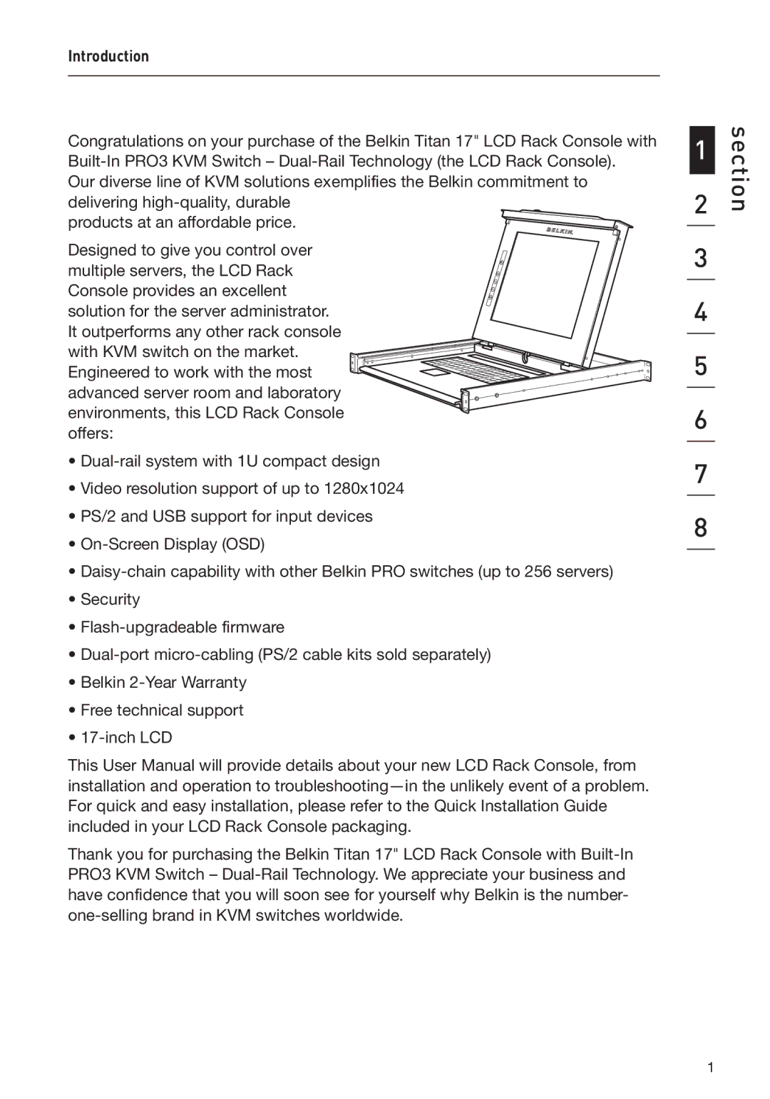 Belkin F1DC116C-US, F1DC108C-US, F1DC1XXC-US user manual Section 