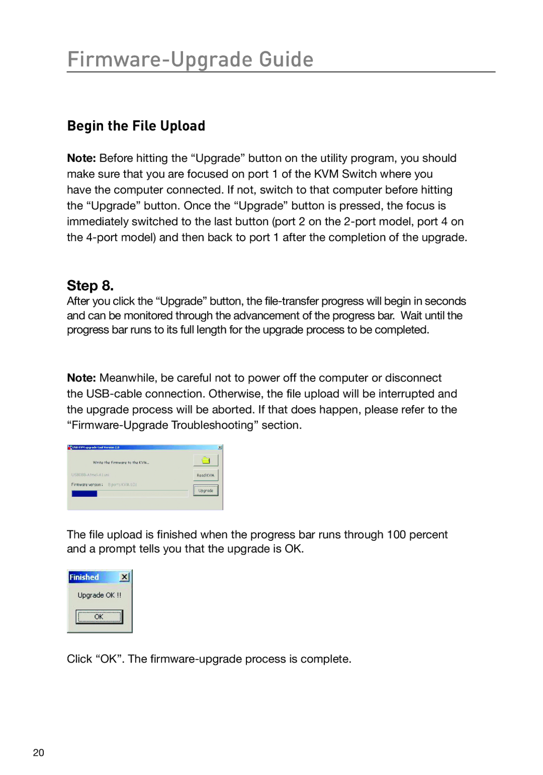 Belkin F1DD102L user manual Begin the File Upload Step 