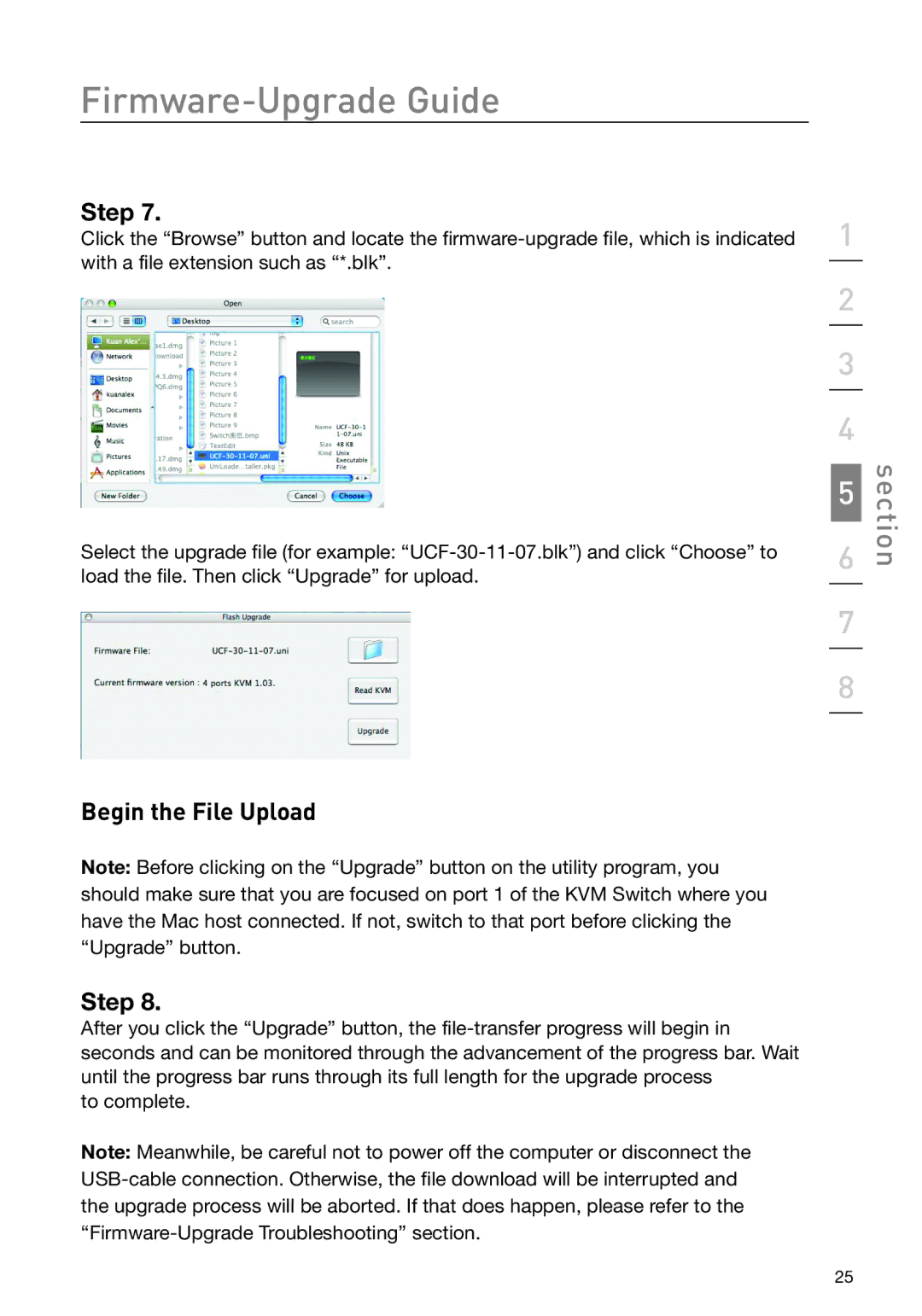 Belkin F1DD102L user manual Begin the File Upload Step 