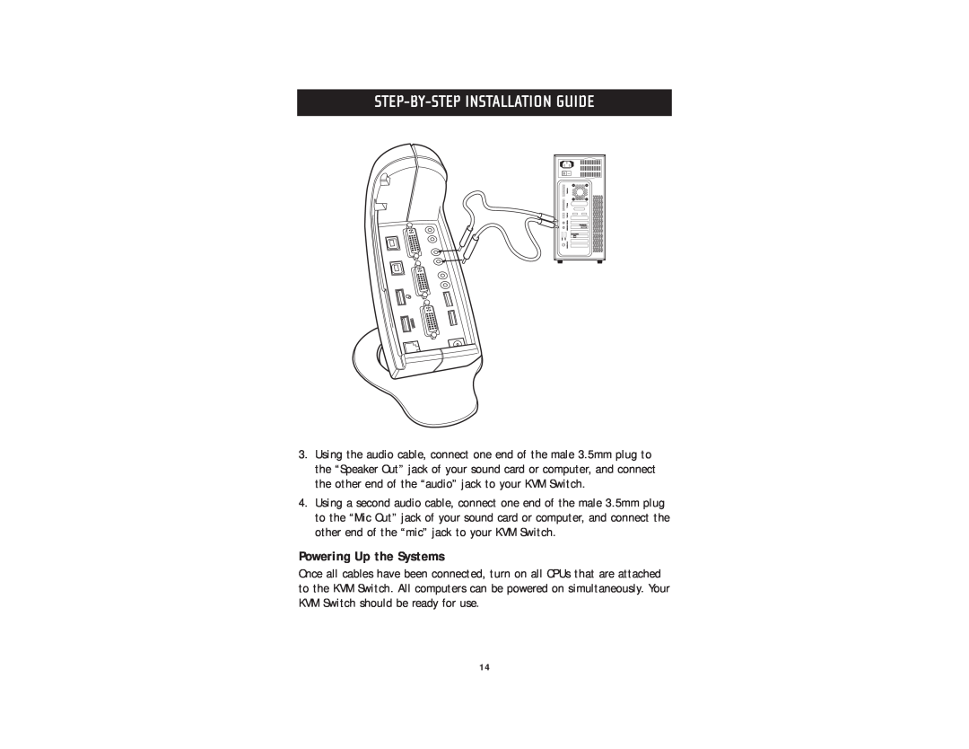 Belkin F1DD102U, F1DD104U user manual Powering Up the Systems, Step-By-Step Installation Guide 