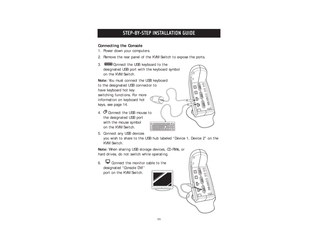 Belkin F1DD102U, F1DD104U user manual Connecting the Console 