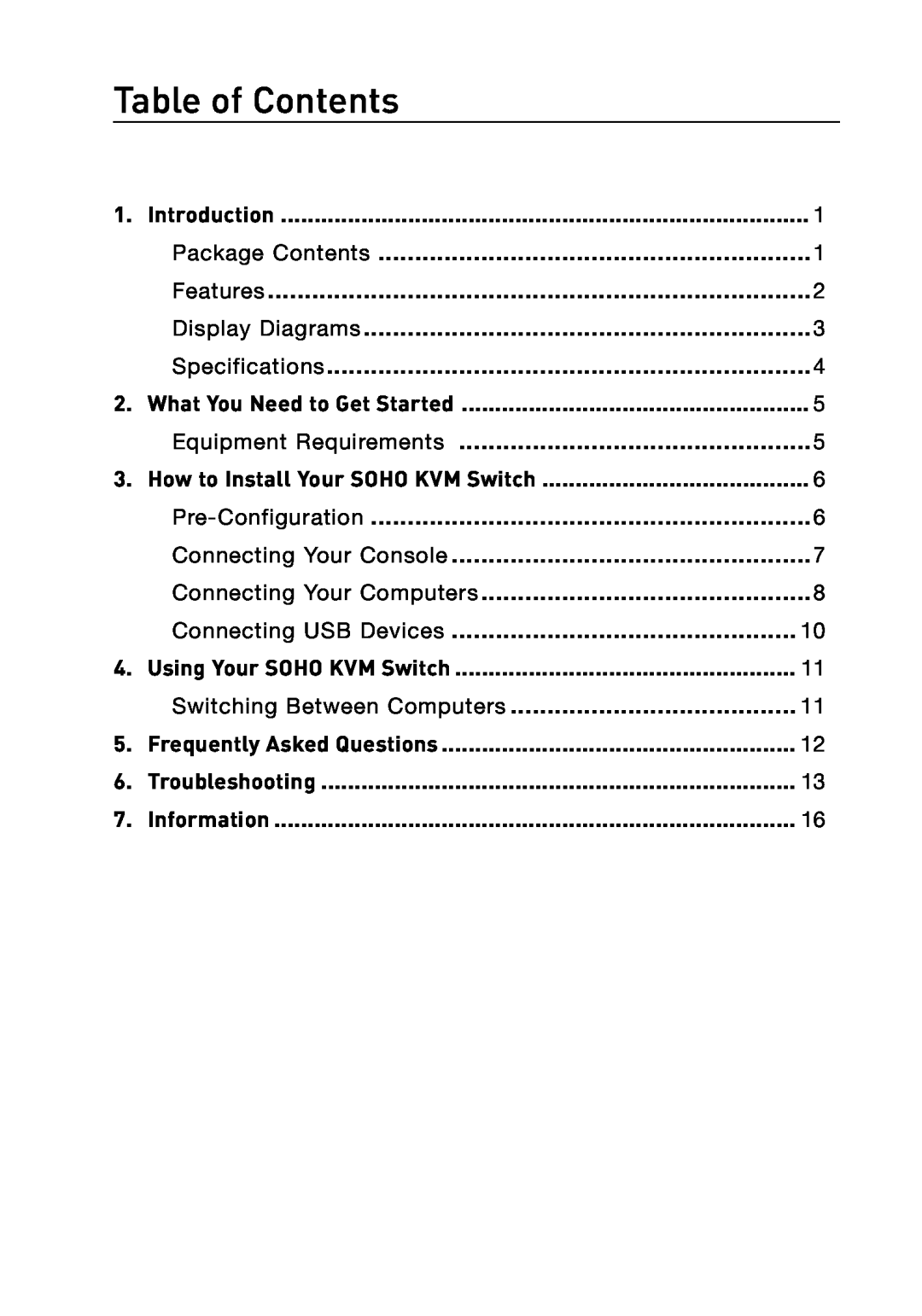 Belkin F1DD102U manual Table of Contents 
