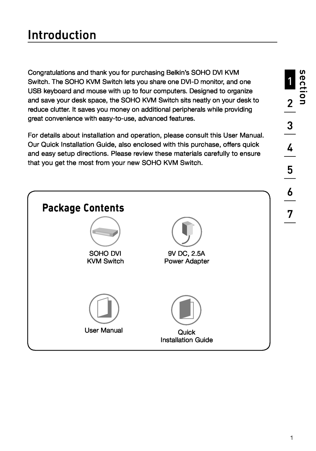 Belkin F1DD102U manual Introduction, Package Contents, section 