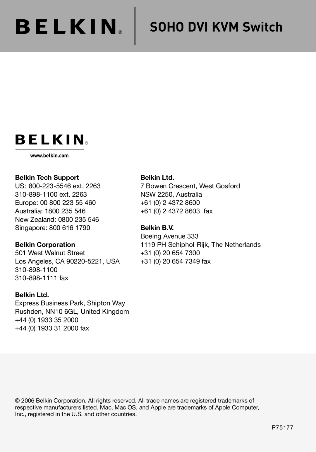 Belkin F1DD102U manual Soho DVI KVM Switch 