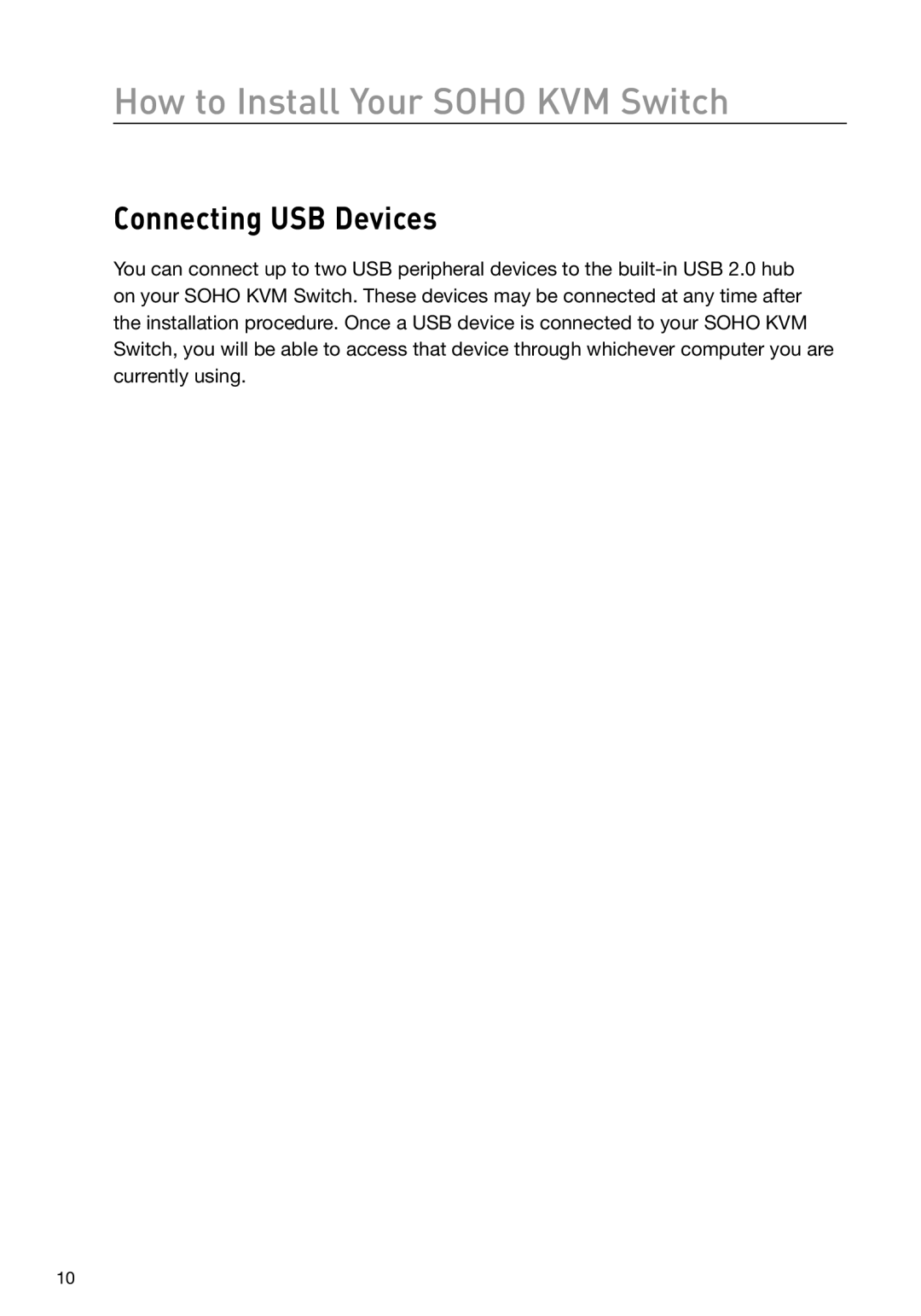 Belkin F1DD102U manual Connecting USB Devices 