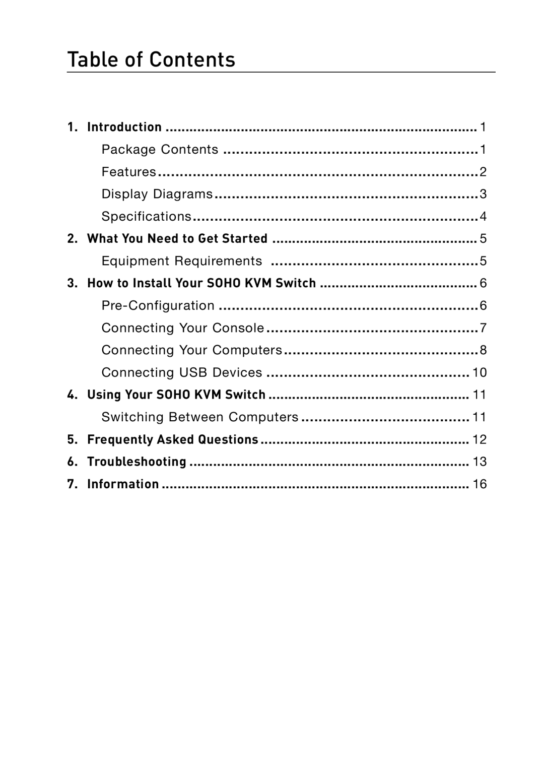 Belkin F1DD102U manual Table of Contents 