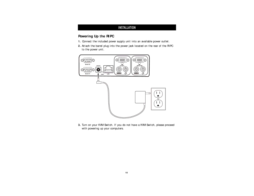 Belkin F1DE101G user manual Powering Up the Ripc 