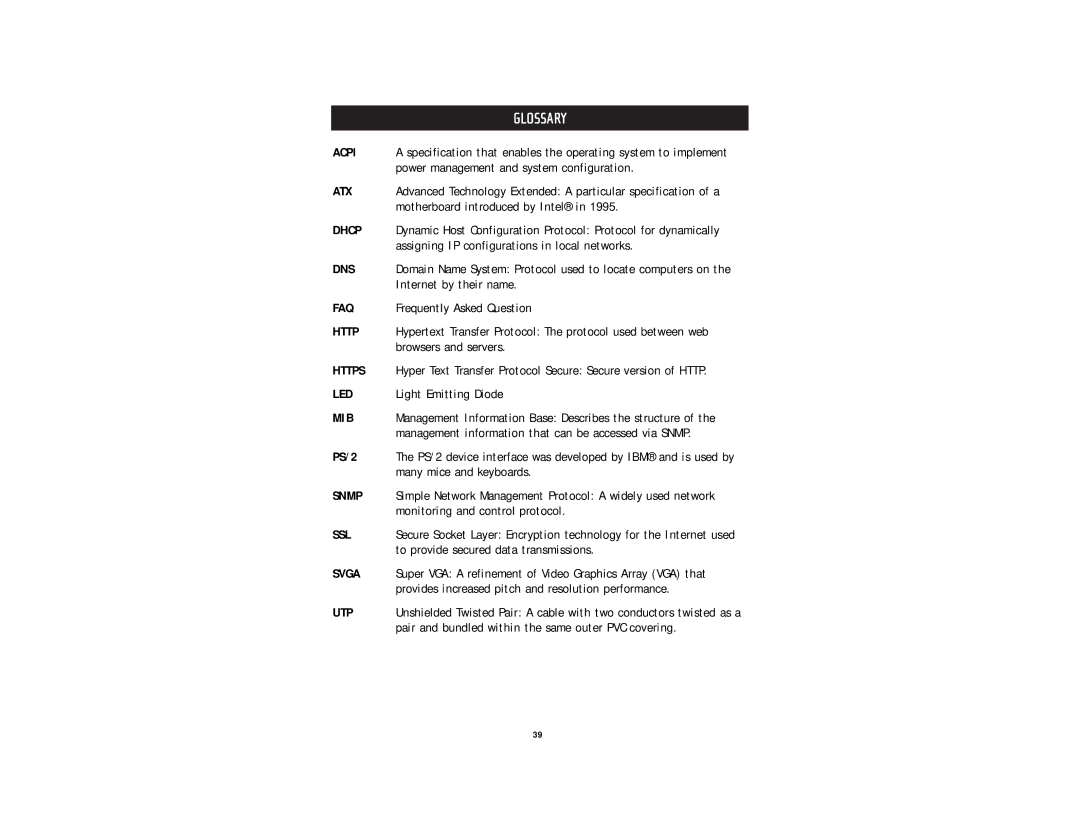 Belkin F1DE101G user manual Glossary 