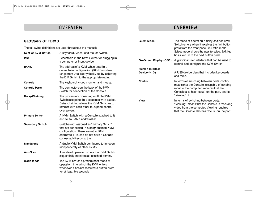 Belkin F1DE108B manual Overview, Glossary of Terms 