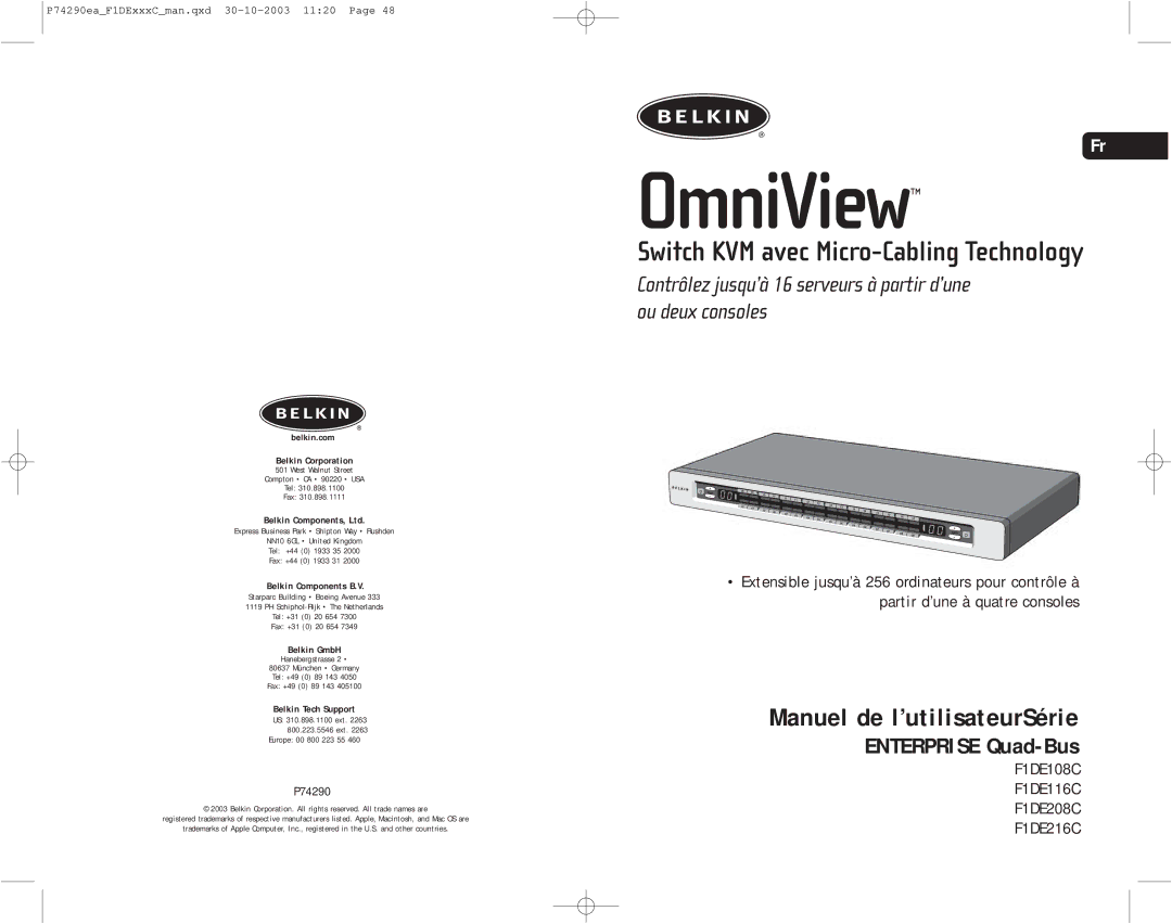 Belkin F1DE208C, F1DE216C, F1DE116C user manual P74290, Belkin.com Belkin Corporation 