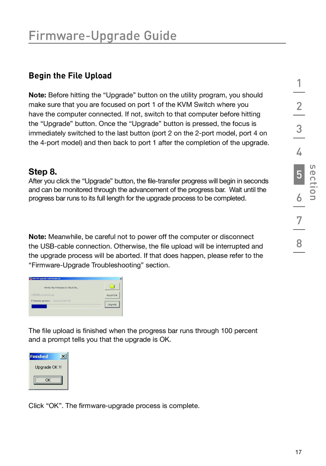 Belkin F1DH104L, F1DH102L user manual Begin the File Upload Step 