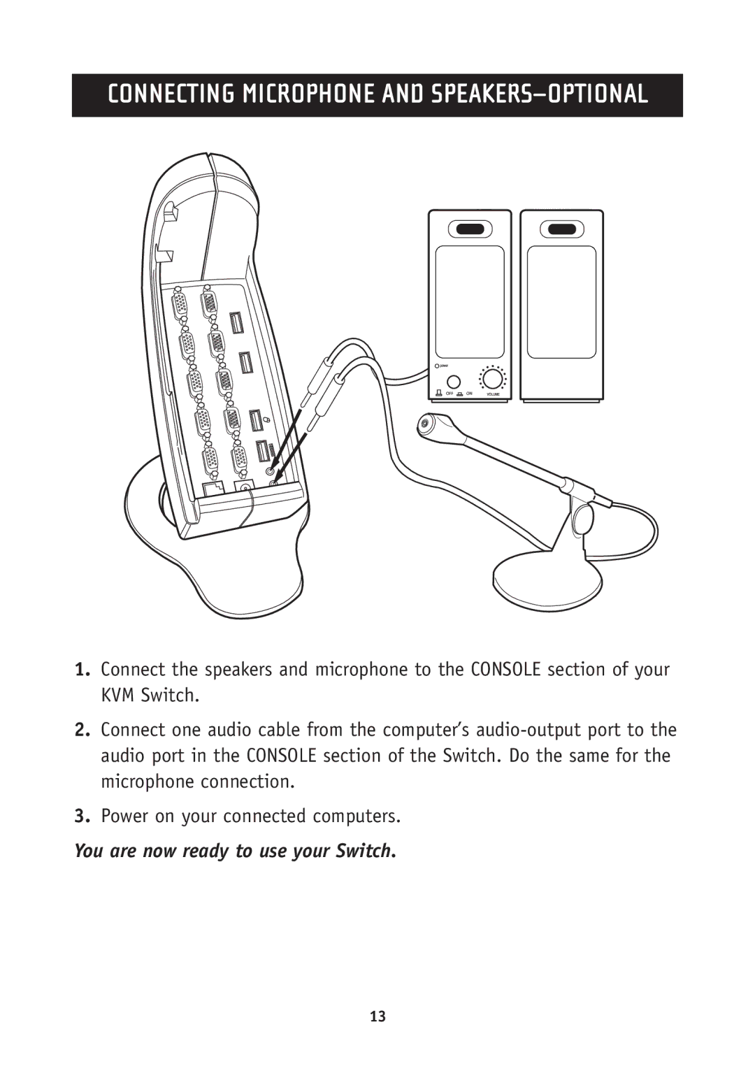 Belkin F1DH104U, F1DH102U user manual Connecting Microphone and SPEAKERS-OPTIONAL 