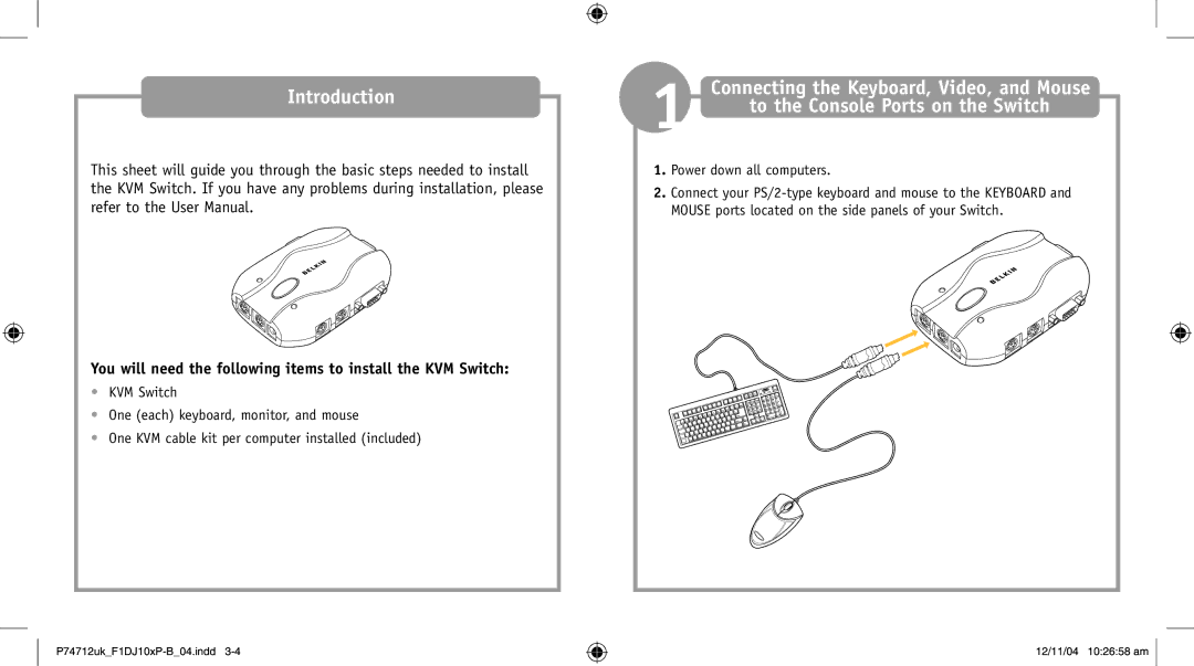 Belkin F1DJ104-B manual Introduction, Power down all computers 