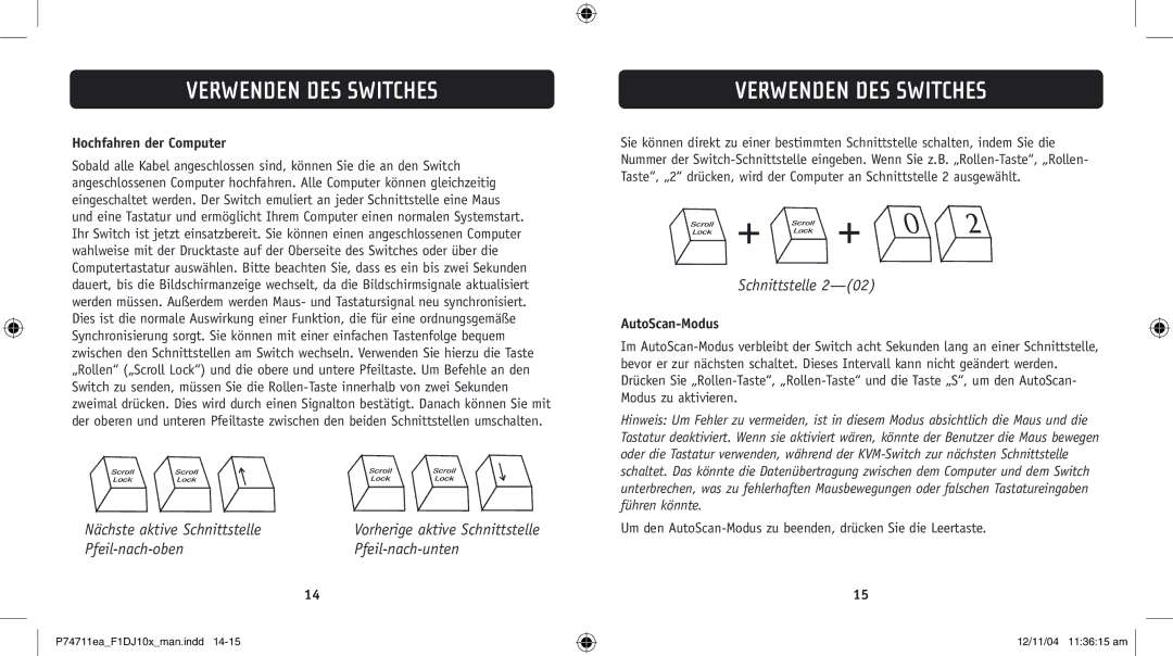 Belkin F1DJ104P-B, F1DJ102P-B user manual Verwenden DES Switches, Hochfahren der Computer, AutoScan-Modus 