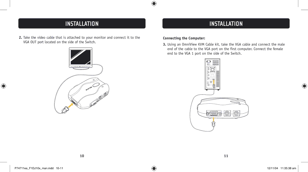 Belkin F1DJ104P-B, F1DJ102P-B user manual Connecting the Computer 