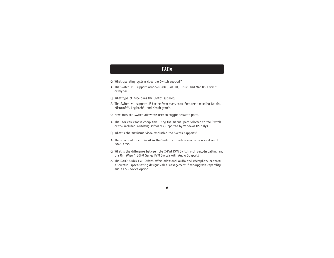 Belkin F1DK02U user manual FAQs 