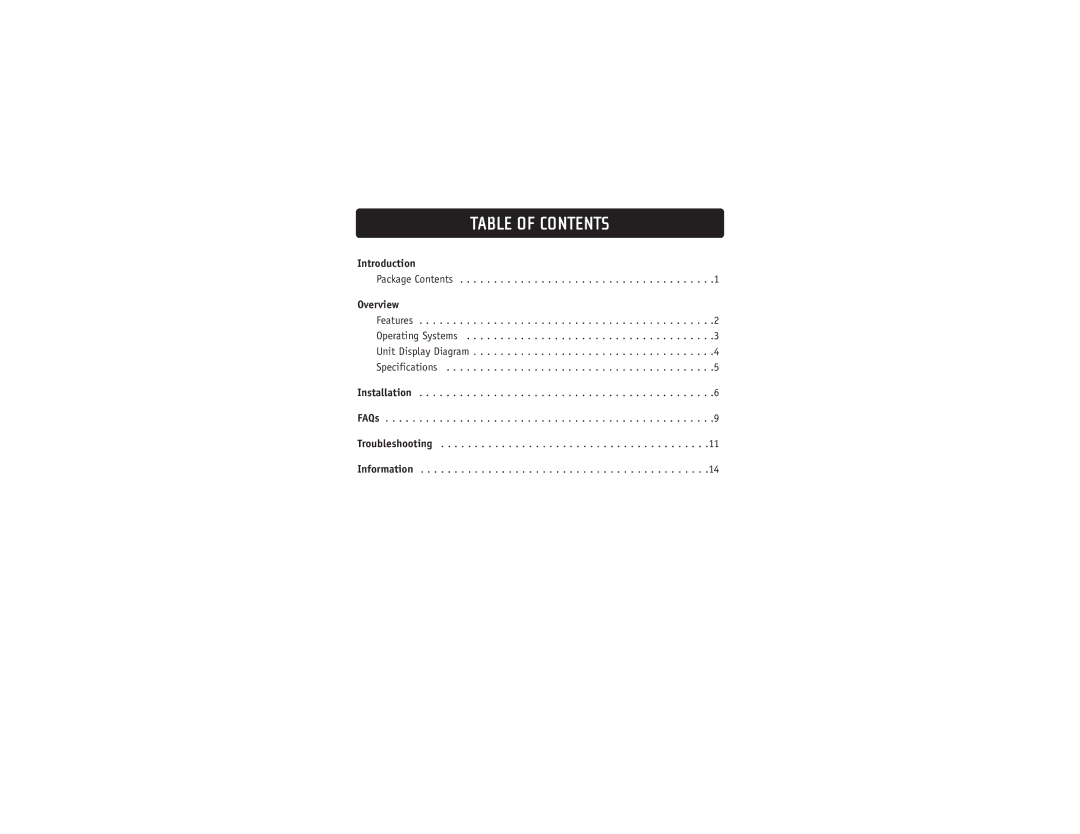 Belkin F1DK102U user manual Table of Contents 