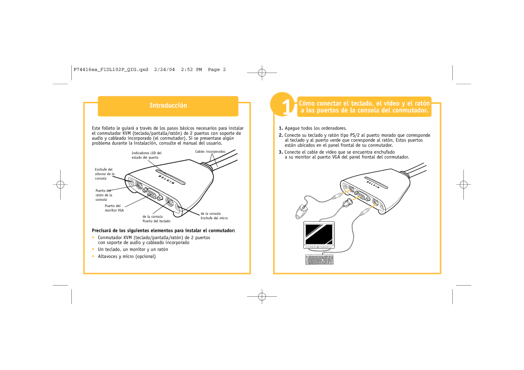 Belkin F1DL102P manual Introducción, Apague todos los ordenadores 