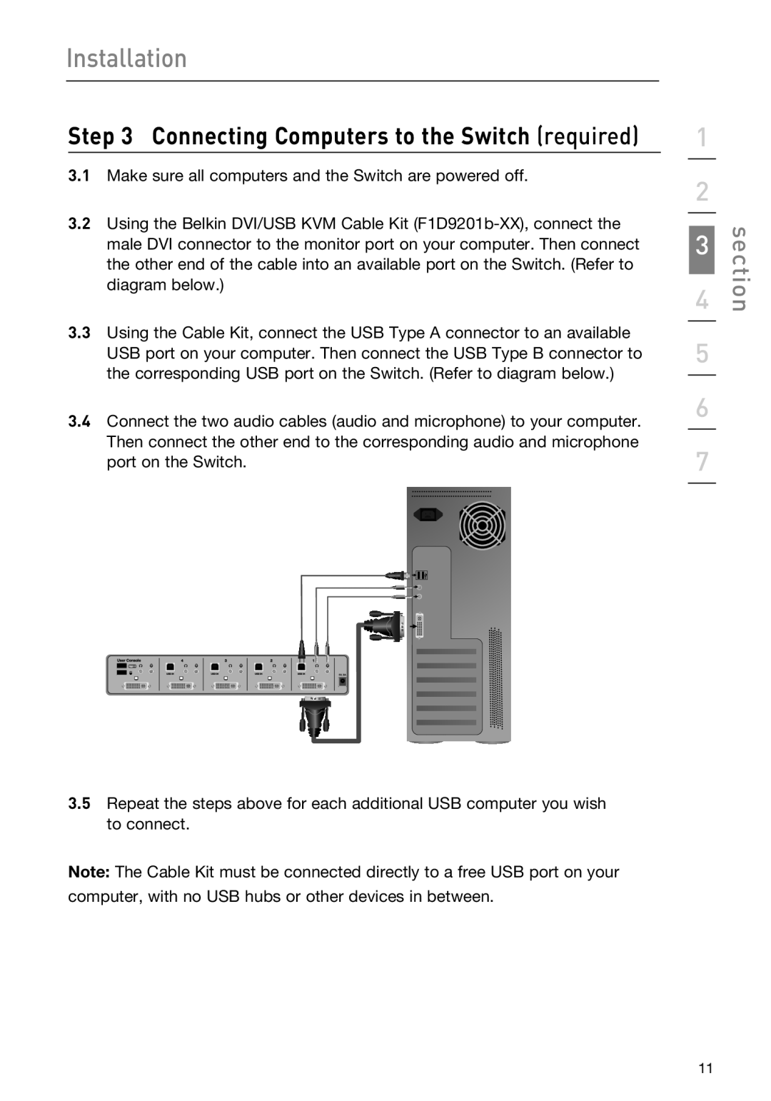 Belkin F1DN104DEA, F1DN102DEA user manual Connecting Computers to the Switch required 