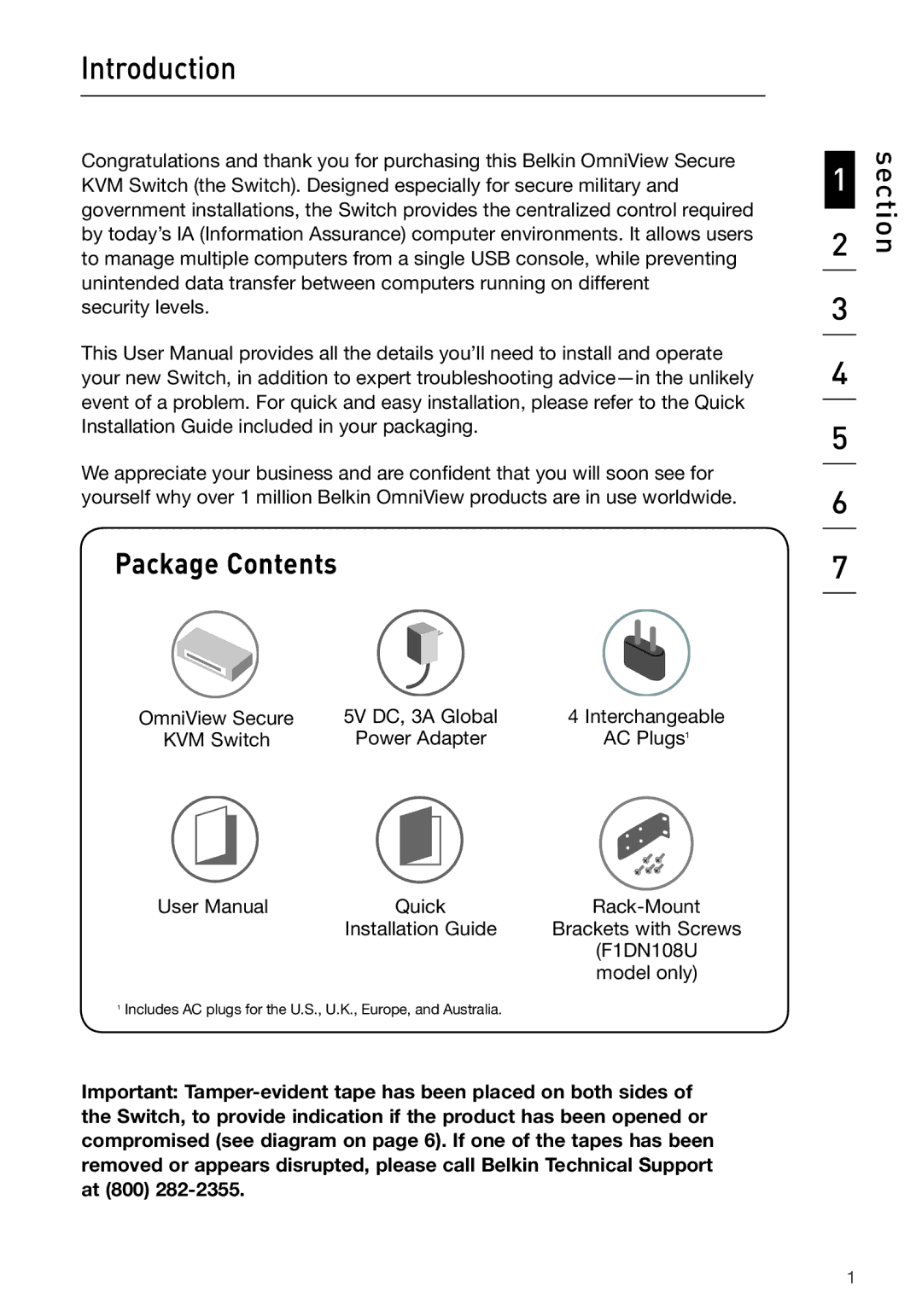 Belkin F1DN102U manual Introduction, Package Contents 