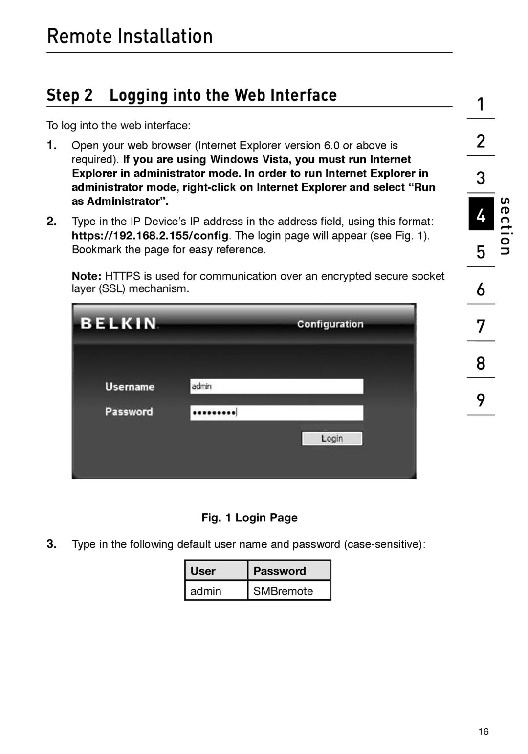 Belkin F1DP101M user manual Logging into the Web Interface, To log into the web interface 