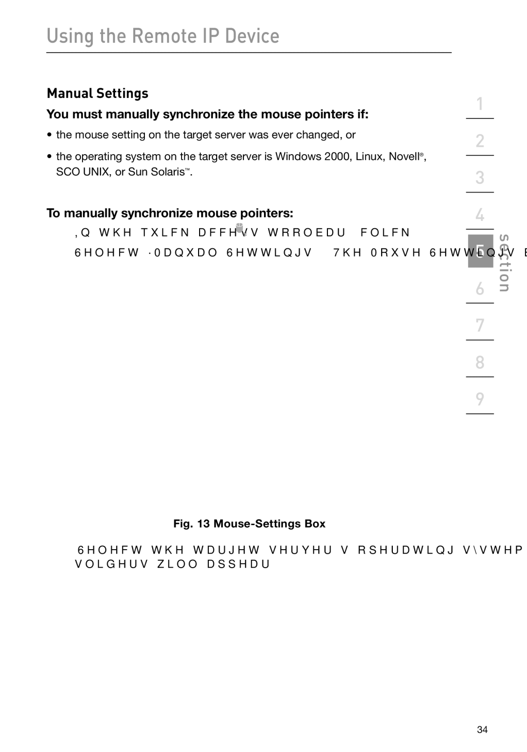 Belkin F1DP101M user manual Manual Settings, You must manually synchronize the mouse pointers if 