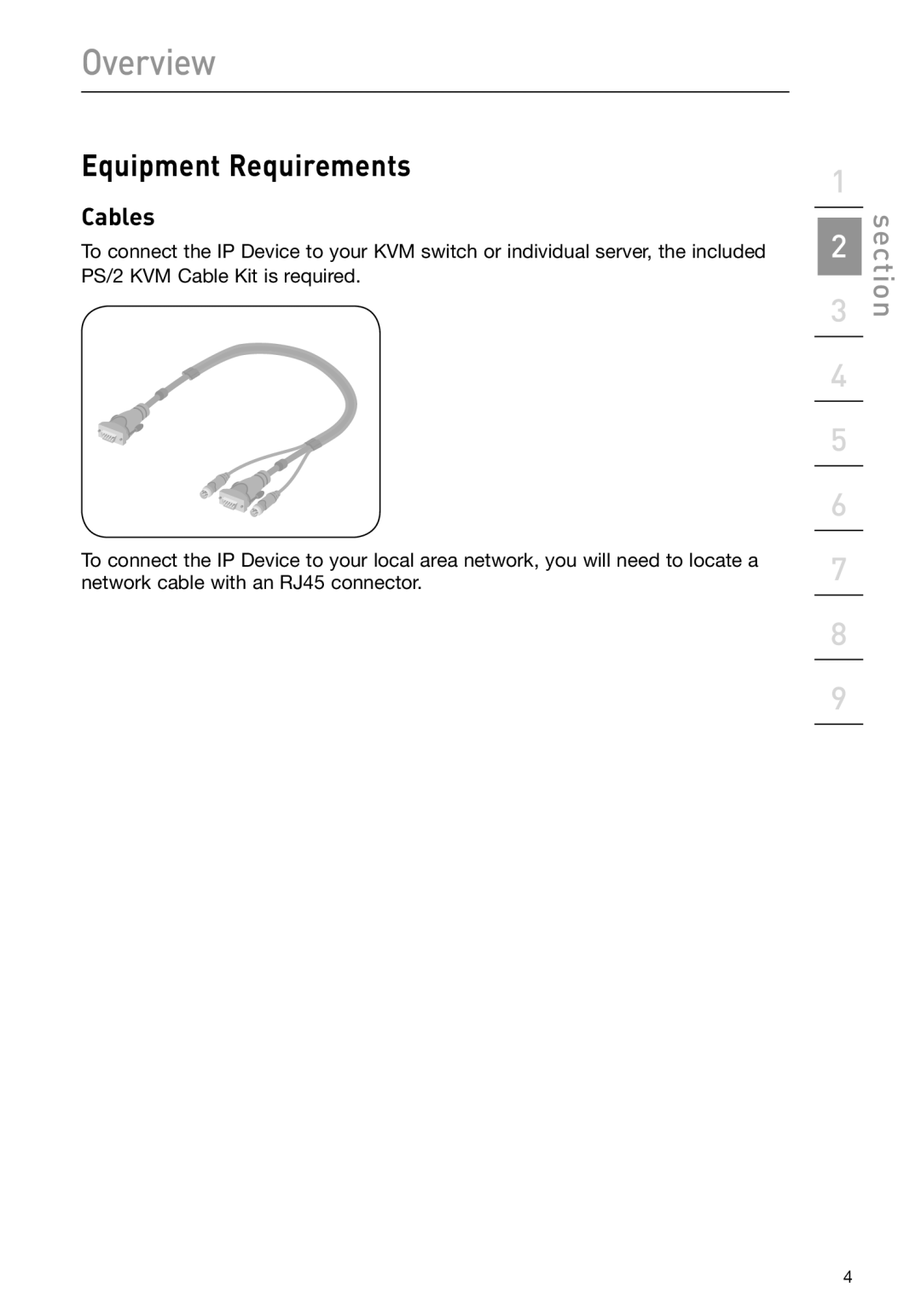 Belkin F1DP101M user manual Equipment Requirements, Cables 