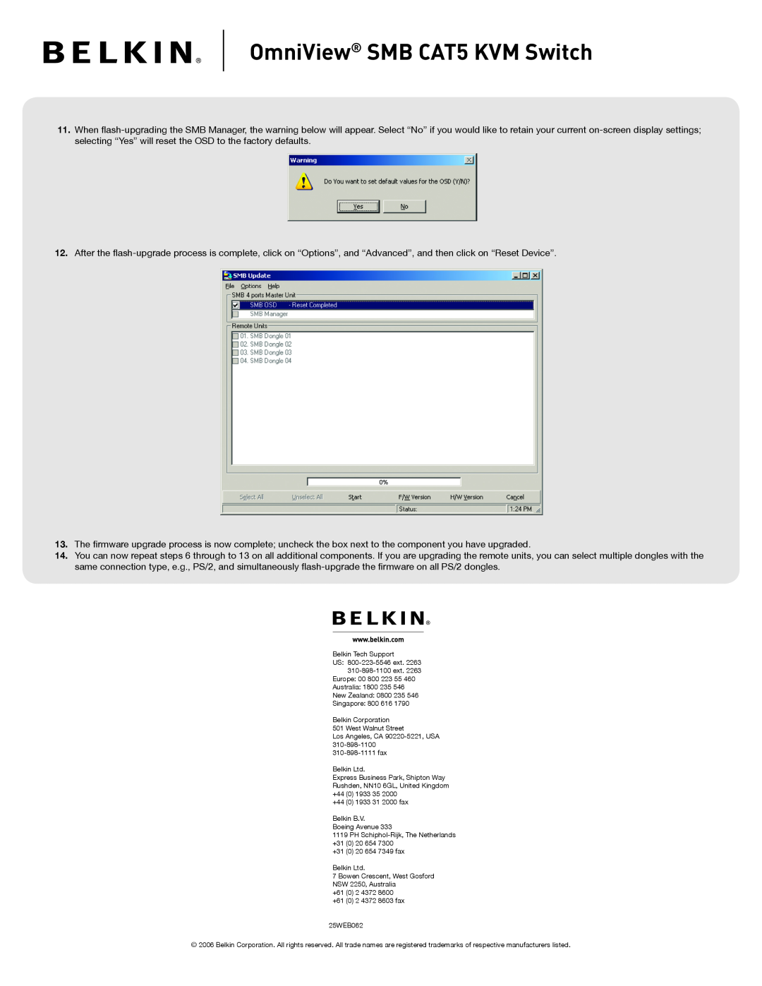 Belkin F1DP108A manual OmniView SMB CAT5 KVM Switch 